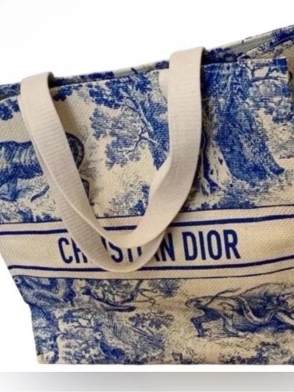 Dior Blue and Cream Toile Canvas Tote - Picture 5 of 7